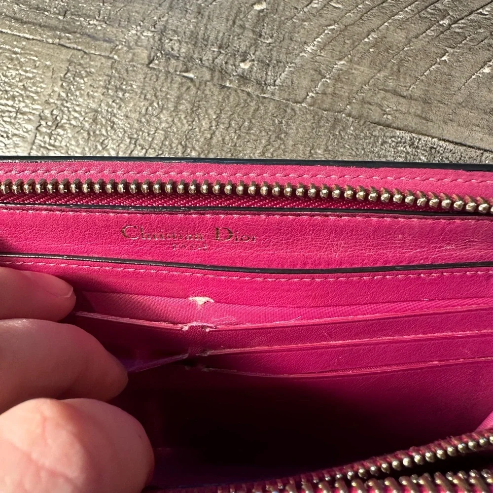 Dior Diorissimo Navy and Pink Leather Wallet